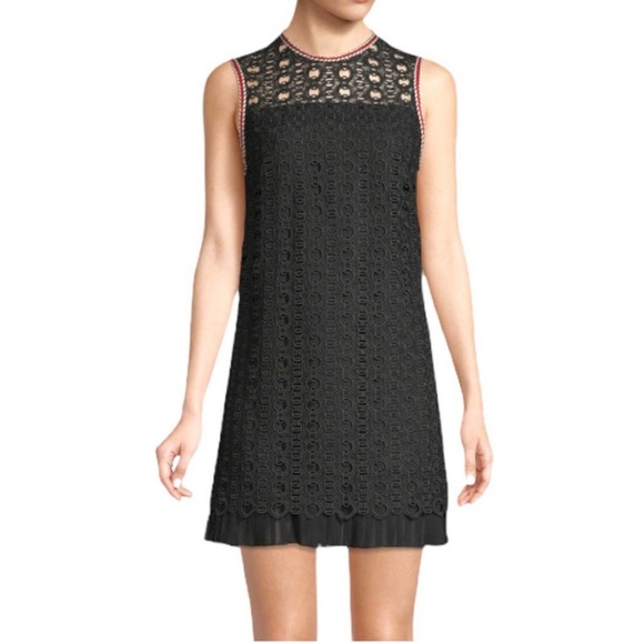 Sandro Lace Crochet‎ Embroidered Franck Mini Dress Sleeveless Ruffle Pleated Hem - Picture 1 of 12